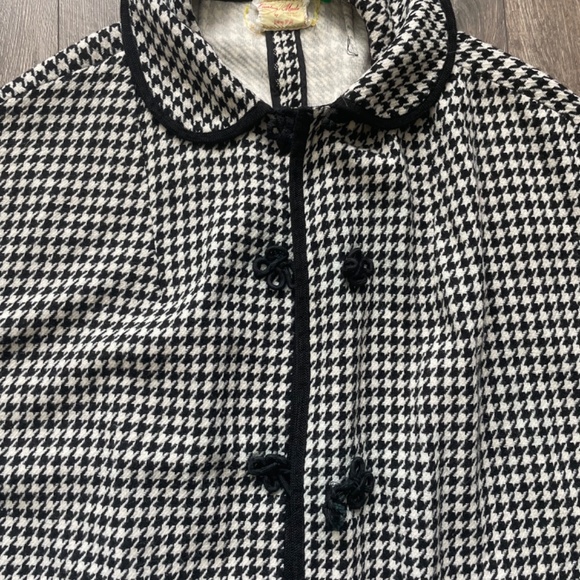 Handmade Vintage Houndstooth Cloak size L - Picture 4 of 5